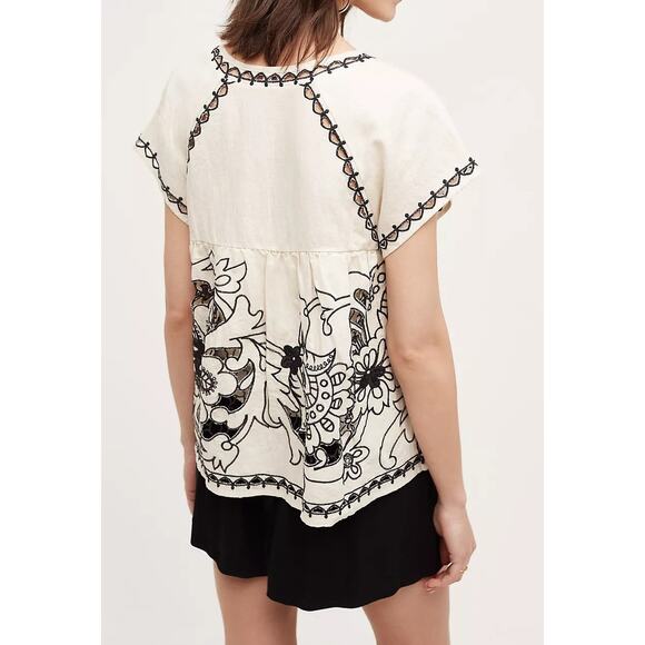 Anthropologie Vanessa Virginia Embroidered Rheya Blouse Size 6 - Picture 3 of 6